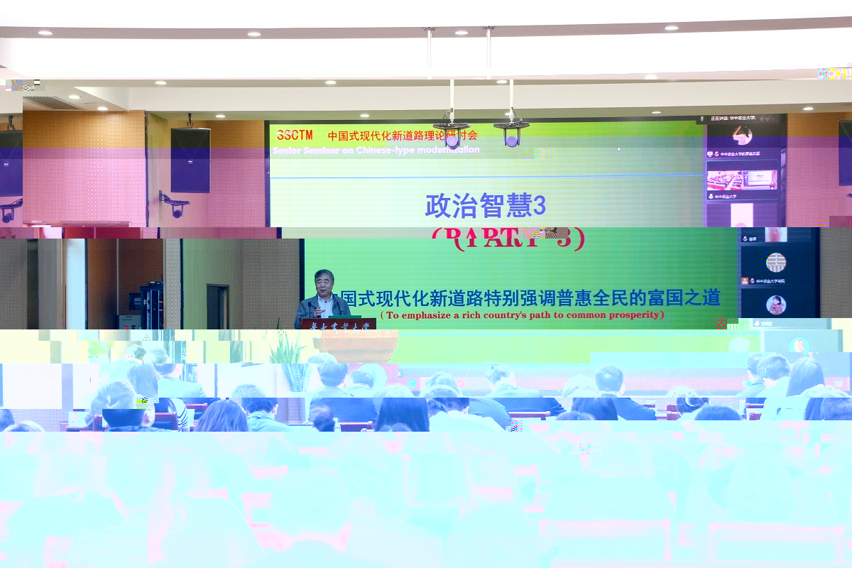 華中師範大學77779193永利官网教授秦在東作“中國式現代化新道路的政治智慧意蘊”主旨報告【周子恒 攝】2